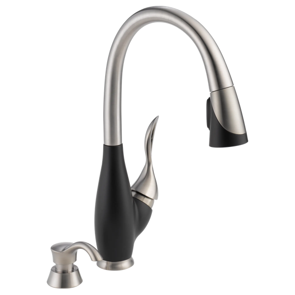 Single Handle Pull-Down Kitchen Faucet with Soap Dispenser