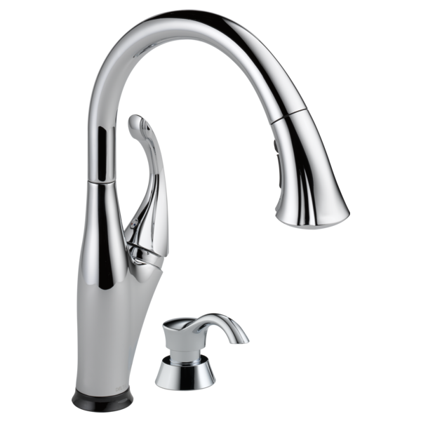 Single Handle Pull-Down Kitchen Faucet with Touch2O® Technology and Soap Dispenser